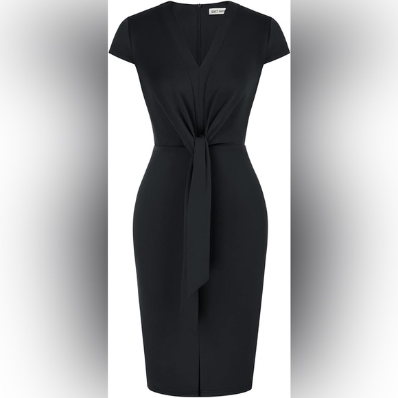 Grace Karin Black Midi Cocktail Dress Medium - Picture 11 of 11